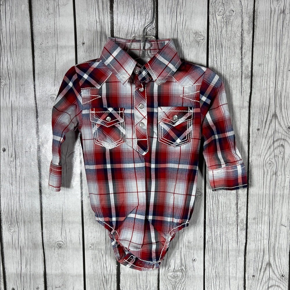 Pintlar plaid western bodysuit  size 12M